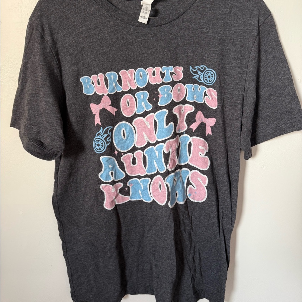Bella Canvas Women’s T-Shirt - Charcoal with Pink and Blue Graphic